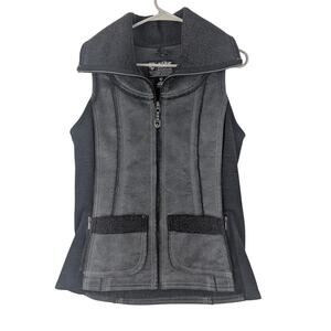 Kuhl Womens Dani Sherpa Faux Suede Wool Blend Lined Vest Gray/Black Outdoor M